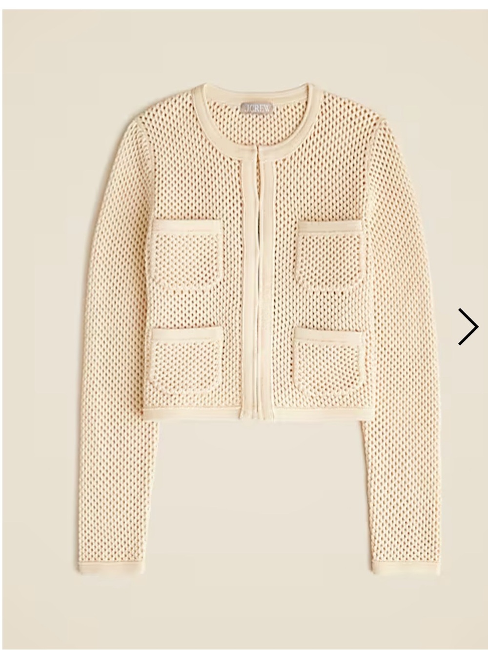 J. Crew Open Pointelle-Stitch Cardigan, size Small in color Warm Sesame. - Picture 2 of 7